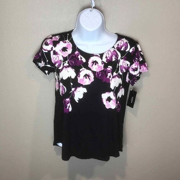 Alfani Printed Round-Hem Womens T-Shirt Womens Size PP - Picture 2 of 5